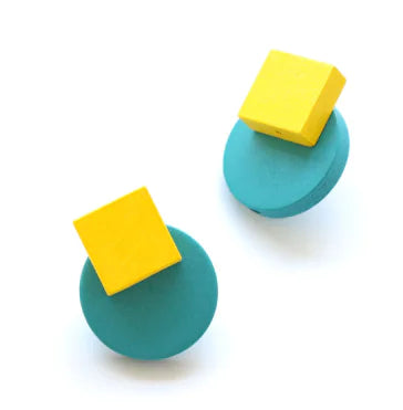 Square Color-Contrast Earrings for Women