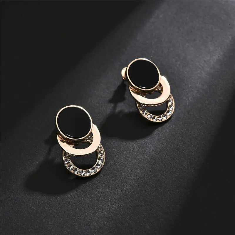 Geometric Rhinestone Earrings for Women - Hypoallergenic