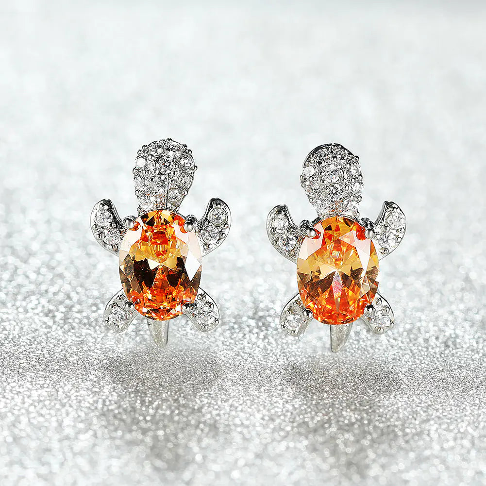 Creative Turtle Zircon Earrings for Women (Animal Design)