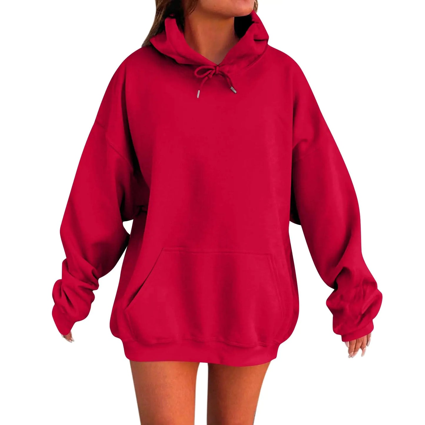 Oversized Sweatshirt For Women. Trendy Plus Size Loose Fit Long Sleeve Hoodies With Pocket & Pullover Drawstring, Sweaters Fall Clothes
