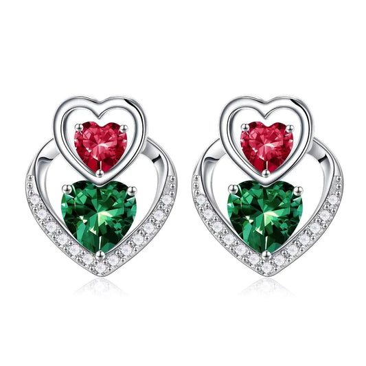 Birthstone Stud Earrings. Emerald Ruby Earrings May July Birthstone, Birthday Gifts for Women Anniversary Christmas