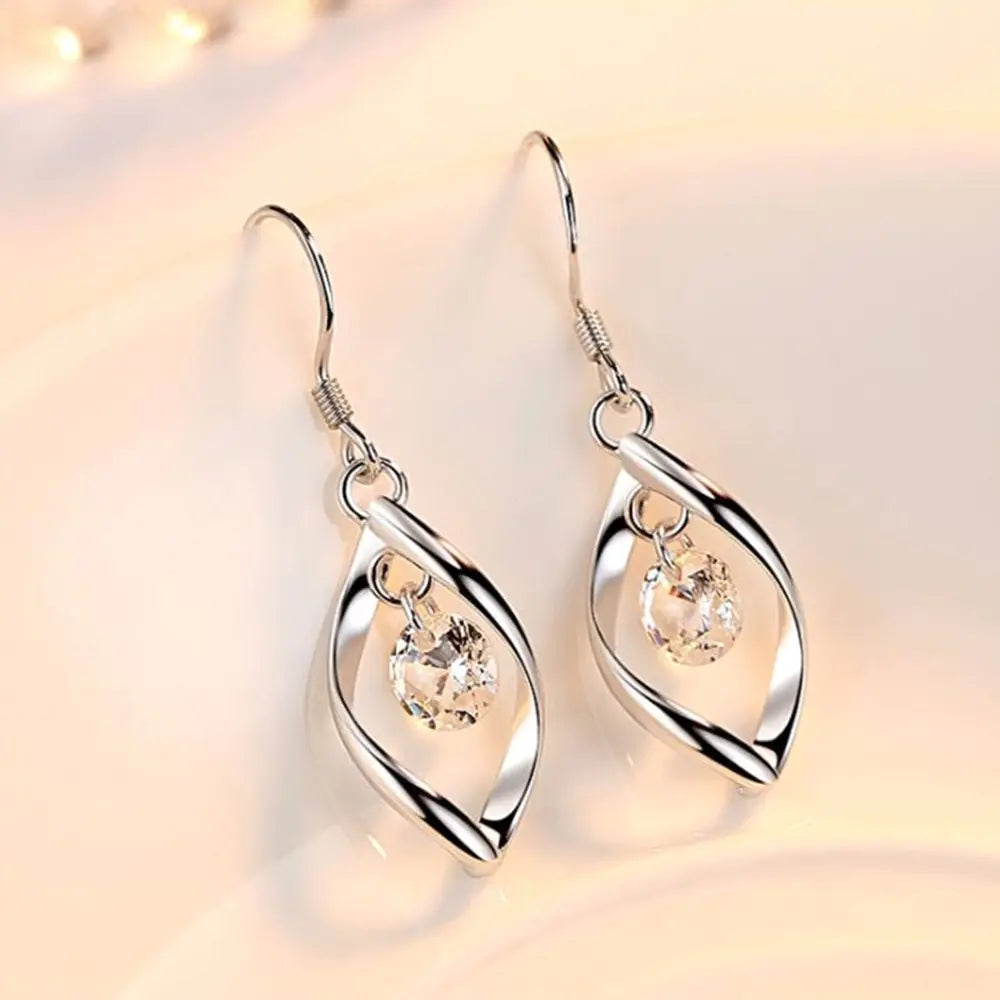 New Silver Twisted Diamond Earrings for Women