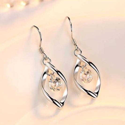 New Silver Twisted Diamond Earrings for Women