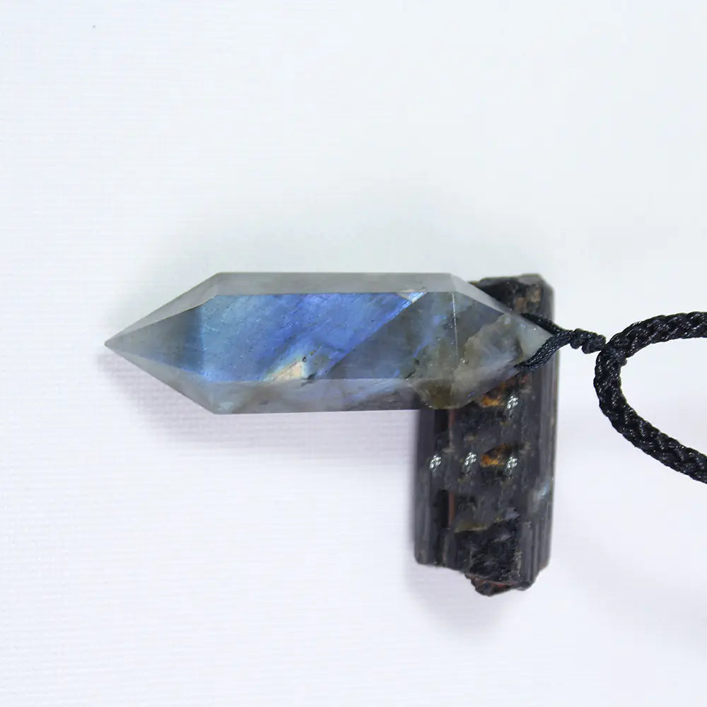 Natural Labradorite Moonstone Hexagonal Pendant Jewelry