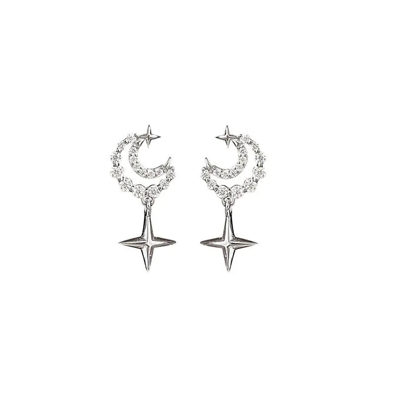 S925 Silver Moon and Meteor Earrings for Women