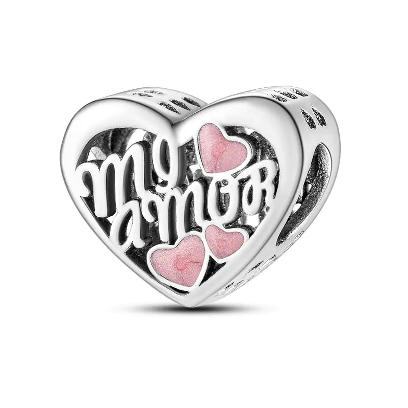 S925 Silver Plated Heart Bead Charm Bracelet Necklace