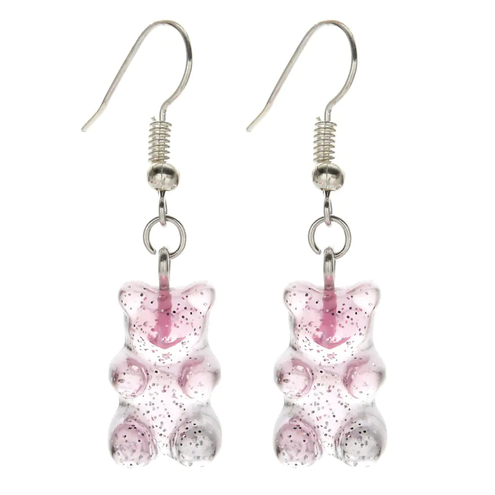 Colorful Resin Cartoon Bear Earrings for Women