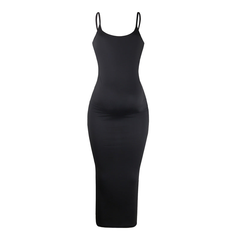Solid Color Maternity Dress with Spaghetti Straps