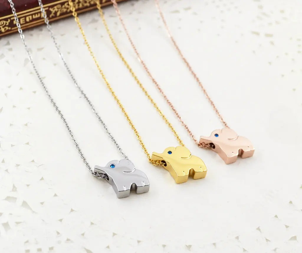 18K Rose Gold Fashion Elephant Necklace for Women