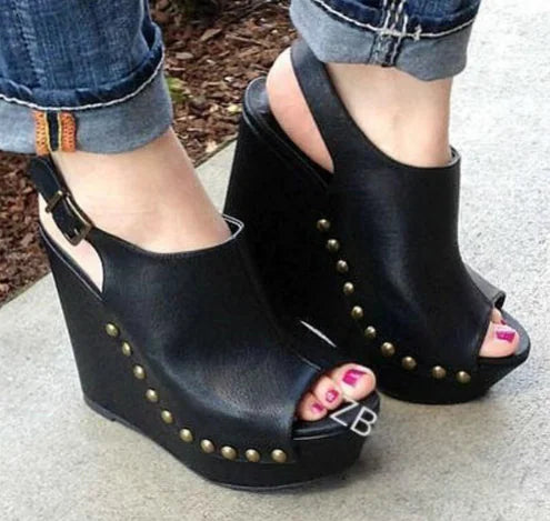 Wedge Sandals with Strap, Plus Size High Heels