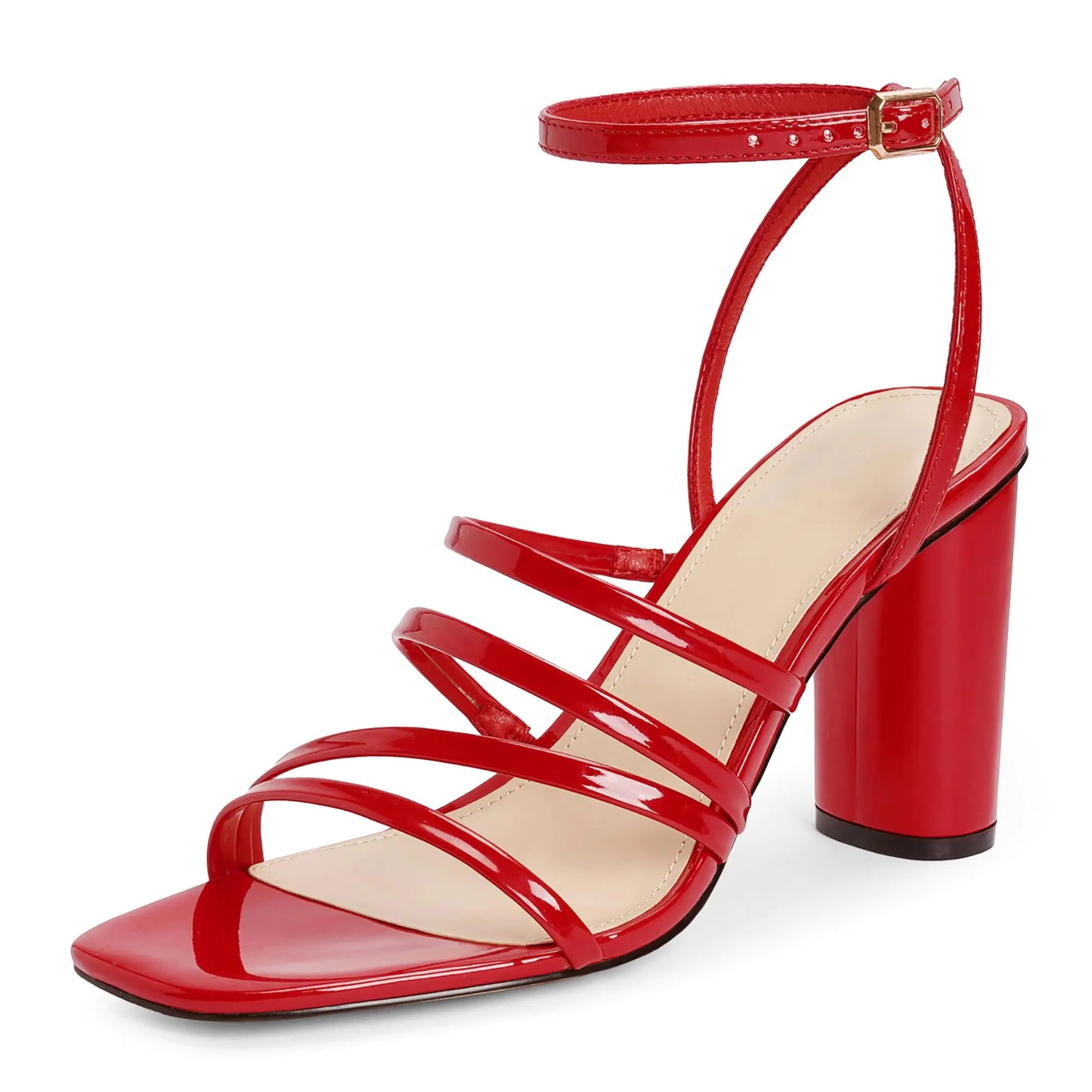 Square Open Toe Block High Heels. Strappy Chunky women Ankle Strap Sandals, Comfort Party Prom Shoes