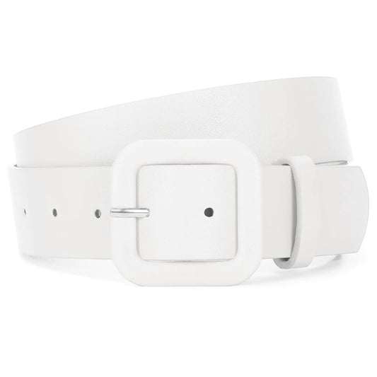 Women Leather Belt. Candy Color Fashion Square Buckle Belt for Jeans Pants or Dresses