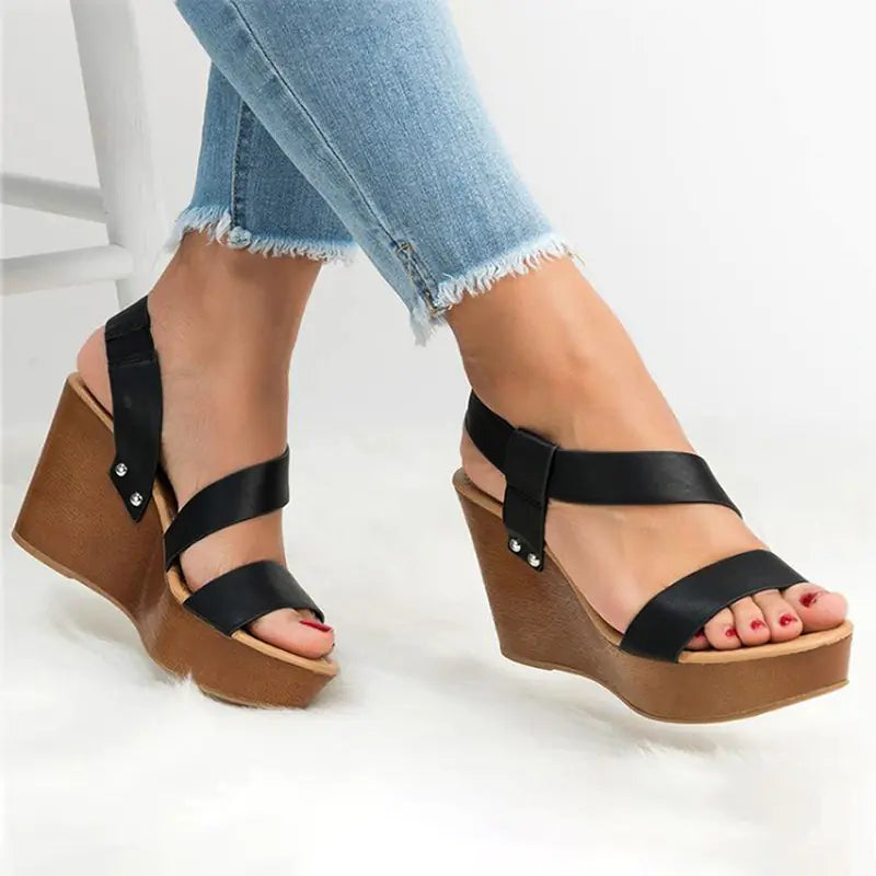 Women's Summer Casual Slip-On Wedge High Heels Shoes