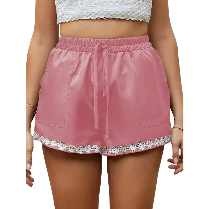Lace Loose Elastic Tie Hot Pants for Women