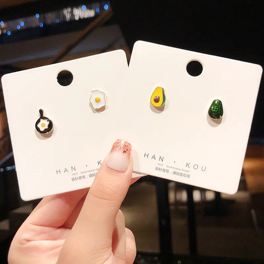Korean Asymmetrical Avocado Stud Earrings for Women