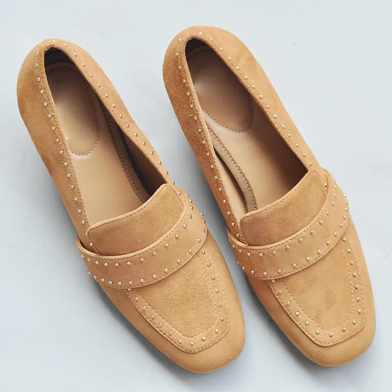 Fall New Suede Color Block Chunky Heels for Women