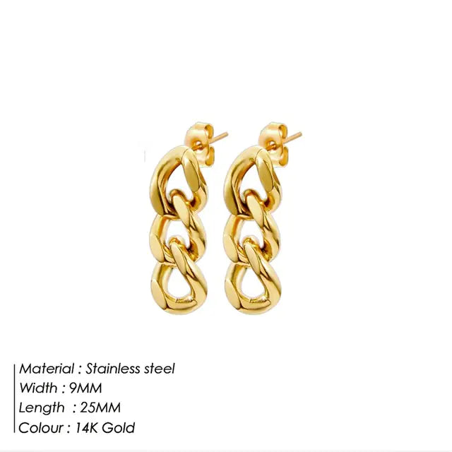 Punk Cuban Chain Earrings for Women's Business Party
