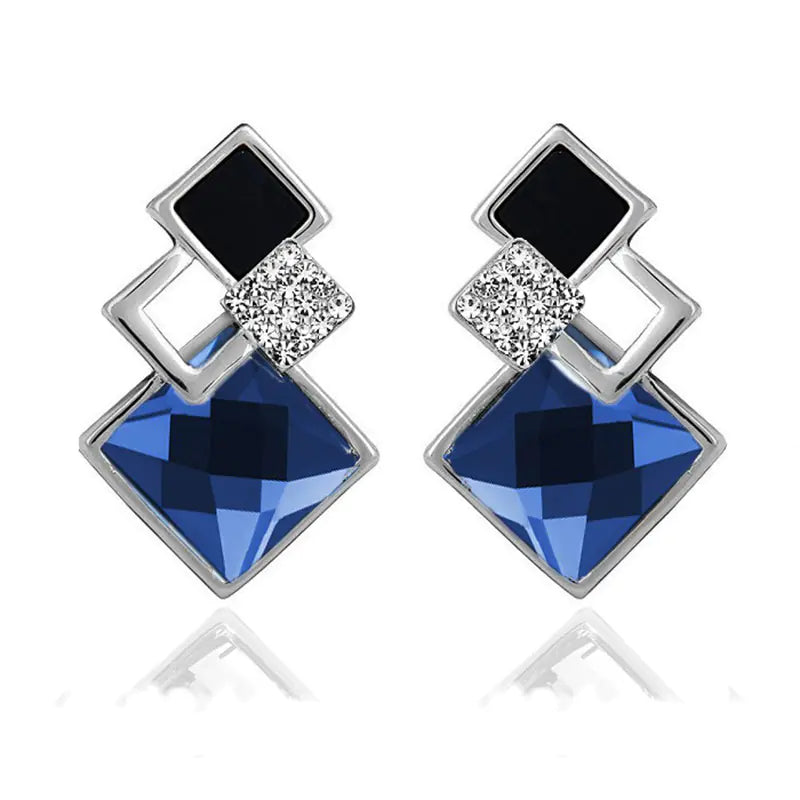 Korean Style Square Crystal Earrings for Women