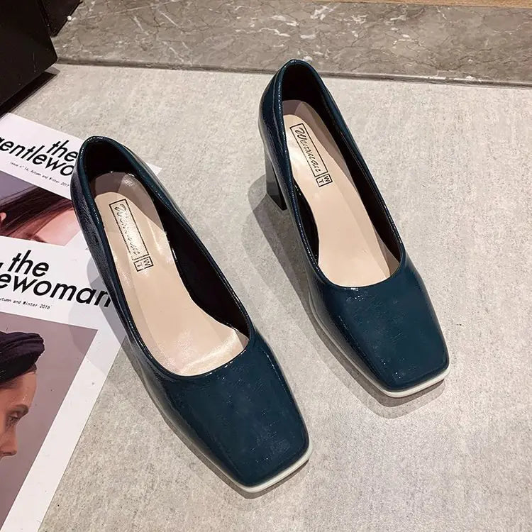French High Heel Vintage Chunky Heels for Women
