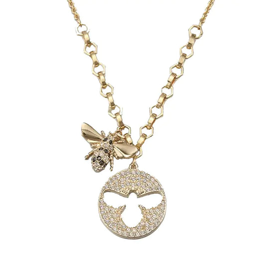Bee Pendant Necklace and Bracelet Set for Women