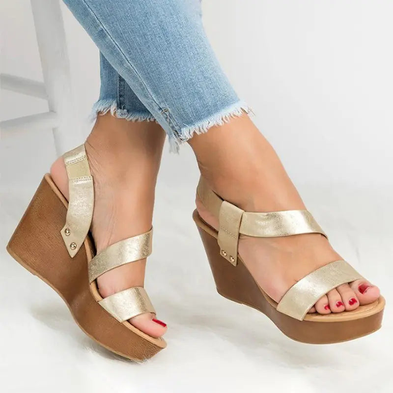 Women's Summer Casual Slip-On Wedge High Heels Shoes