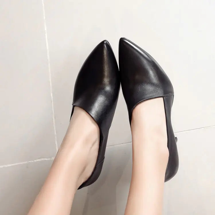 New Women's Genuine Leather Pointed Toe High Heels