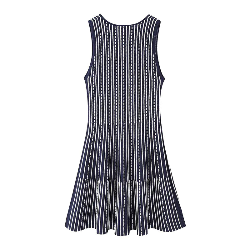 Women's Sleeveless Striped Knit Mini Dress