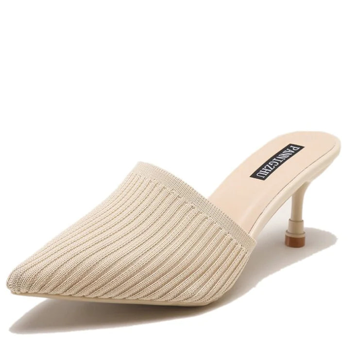 Pointed Toe Knitted High Heels and Sandals