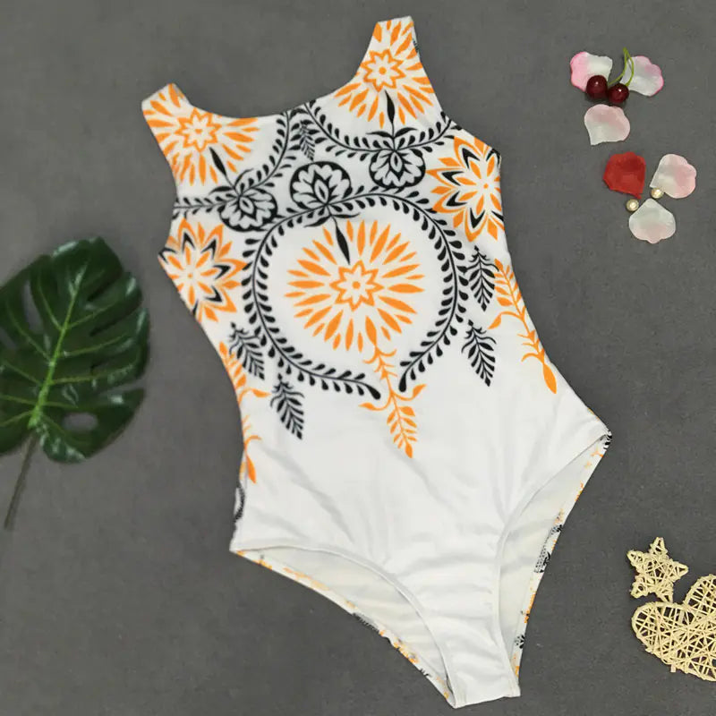 Retro Floral One-Piece Swimsuit for Women