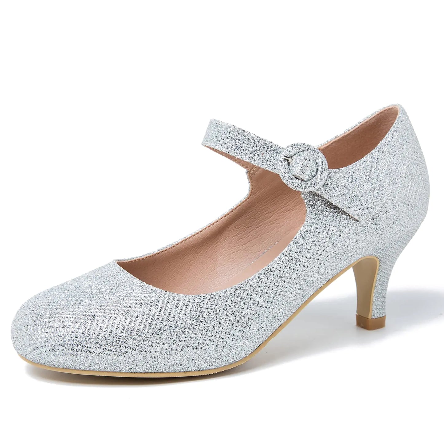 Womens Mary Jane Kitten Heel Pumps. Round Closed Toe Mid Low Heels, Office Work Party Shoes
