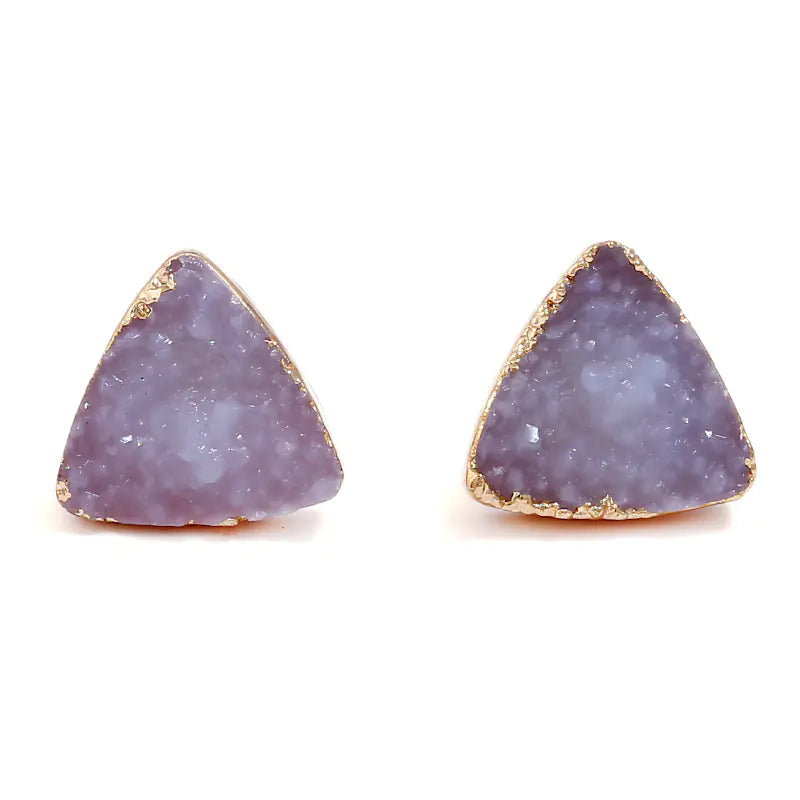 Geometric Natural Stone Triangle Earrings for Women
