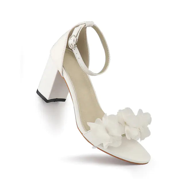 Thick Heels Open Toe Flower Sandals for Women