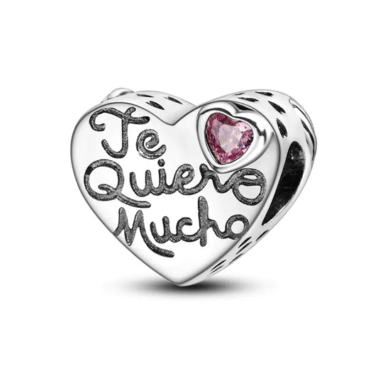 S925 Silver Plated Heart Bead Charm Bracelet Necklace