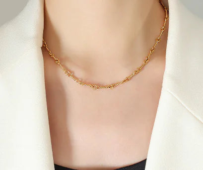 Copper Ring Buckle Necklace and Bracelet Set