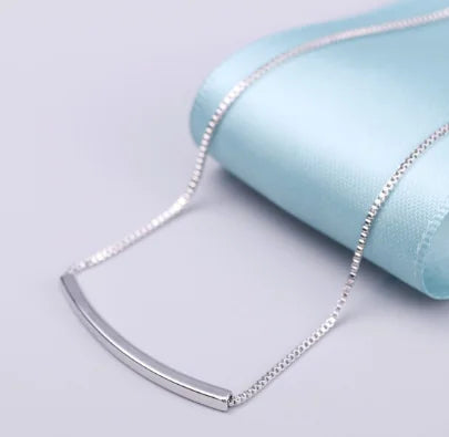 Curved Tube Silver Necklace Jewelry