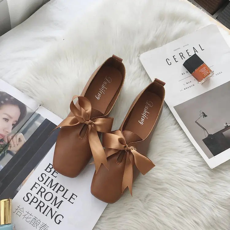 Autumn Women's Flats with Bow, Korean Style Slip-On