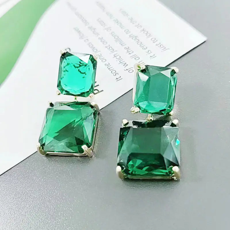 Korean Style Geometric Crystal Earrings for Women