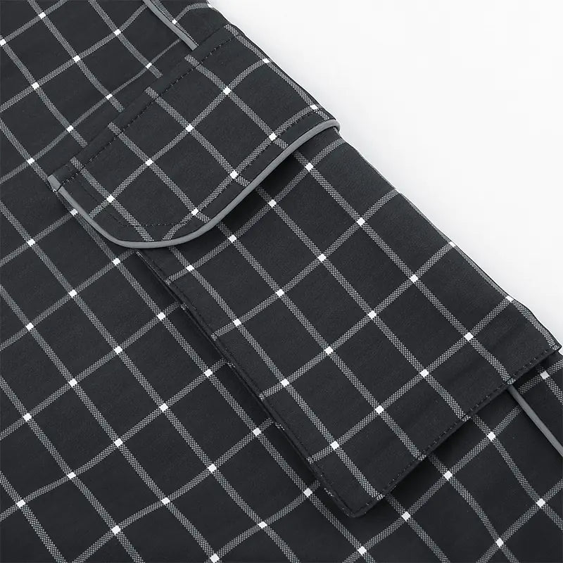 Reflective Color Block Plaid Jogger Pants for Women