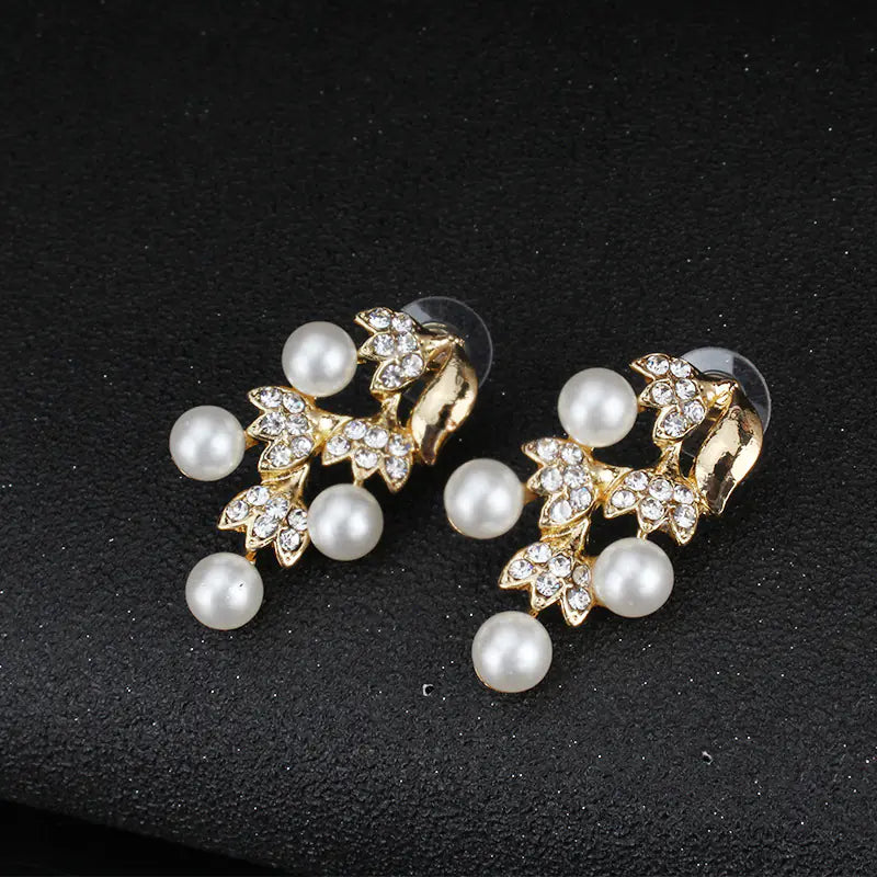 Bridal Party Dress Jewelry Set with Pearl Necklace & Earrings