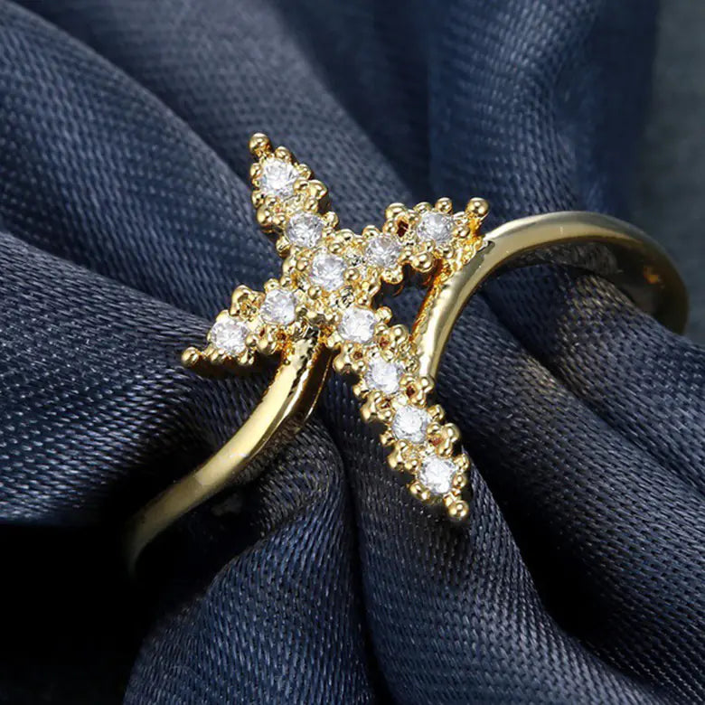 Diamond Cross Jesus Ring for Women - Fashion Silver Jewelry