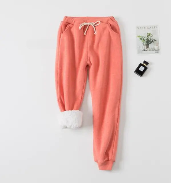 Winter Thickened Lamb Fleece Jogger Pants for Women