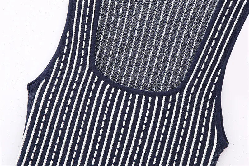 Women's Sleeveless Striped Knit Mini Dress