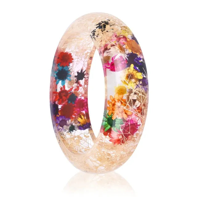 Dried Flower Resin Bracelet Bangle Jewelry for Women