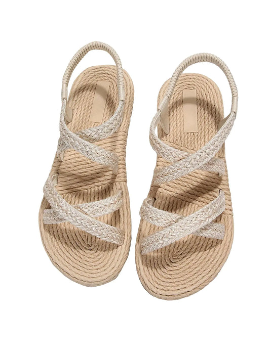Womens Casual Cross Woven Sandals. Vacation Summer Beach Flat Shoes