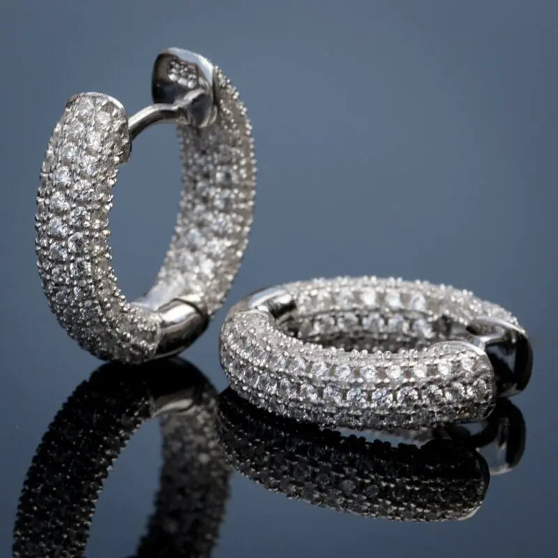 Fashionable Round Zirconia Hoop Earrings for Women
