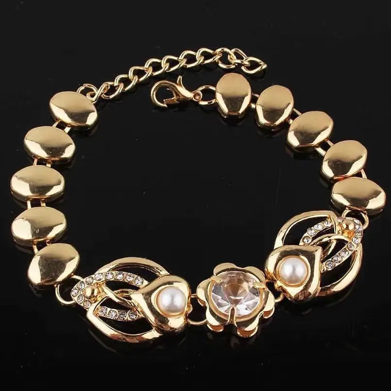 Vintage Pearl Heart Jewelry Set - Necklace, Bracelet, Earrings