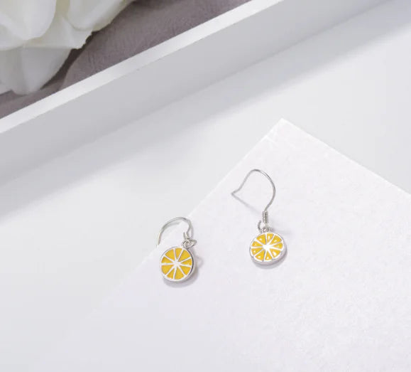925 Silver Simple Lemon Earrings for Women