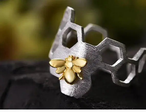 Beehive Ring, Women's Jewelry, Honeycomb Design
