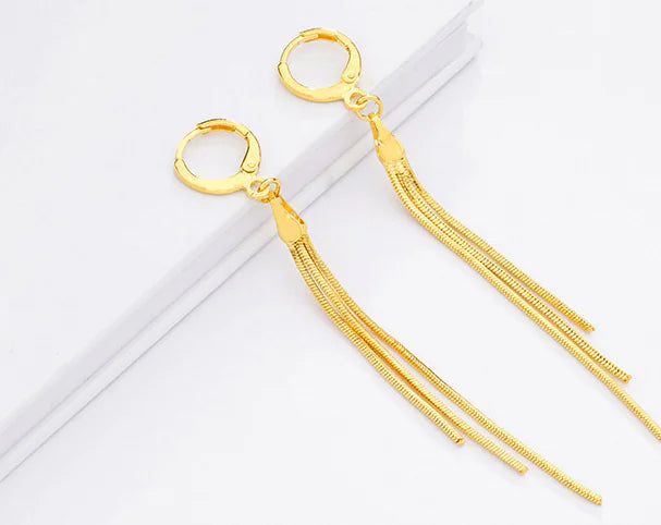 Long Tassel Gold Earrings for Women Wedding Jewelry