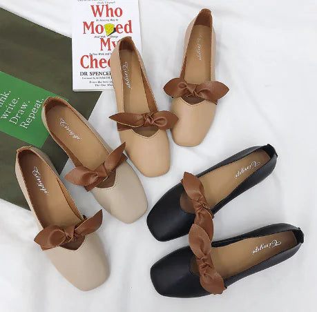 Autumn Women's Flats with Bow, Korean Style Slip-On
